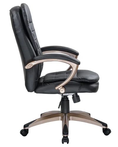 Офисное кресло для руководителей 106B-LMR DONALD, цвет чёрный Dobrin, чёрный/экокожа, ножки/металл/бежевый, размеры - 1030*1110***720*720 фото 3