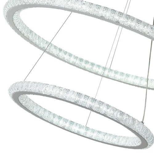 Люстра подвесная с пультом LED LAMPS 81292 Natali Kovaltseva белая на 1 лампа, основание белое в стиле современный хай-тек с пультом кольца яндекс алиса сири фото 7