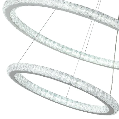 Люстра подвесная с пультом LED LAMPS 81292 Natali Kovaltseva белая на 1 лампу, основание белое в стиле современный хай-тек с пультом кольца яндекс алиса сири фото 7