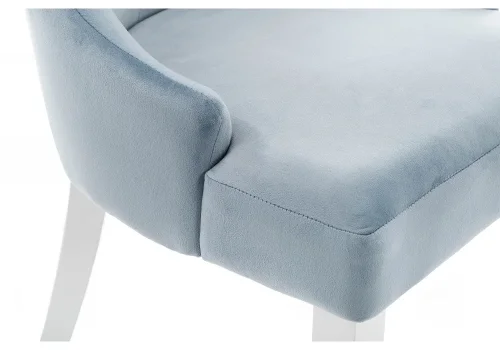 Деревянный стул Elegance white / blue 11586 Woodville, голубой/велюр, ножки/дерево/белый, размеры - ****520*580 фото 6