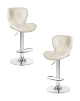 Стул барный набор 2 шт. SET-2 5022-LM BARNY, цвет сиденья кремовый, цвет основания хром Dobrin, /экокожа, ножки/металл/хром, размеры - 890*1100***460*540