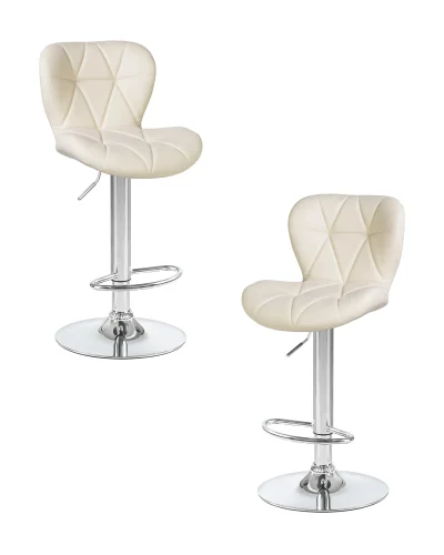 Стул барный набор 2 шт. SET-2 5022-LM BARNY, цвет сиденья кремовый, цвет основания хром Dobrin, /экокожа, ножки/металл/хром, размеры - 890*1100***460*540