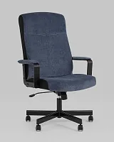 Кресло руководителя TopChairs ST-DOMINGO (Спинка и сиденье темно-синяя ткань Light-27) УТ000036499 Stool Group, синий/велюр, ножки/металл/чёрный, размеры - *****
