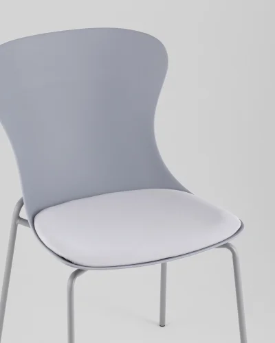 Стул Shaya, с подушкой, пластик серый УТ000040186 Stool Group, серый/экокожа пластик, ножки/металл/серый, размеры - *835**** фото 7