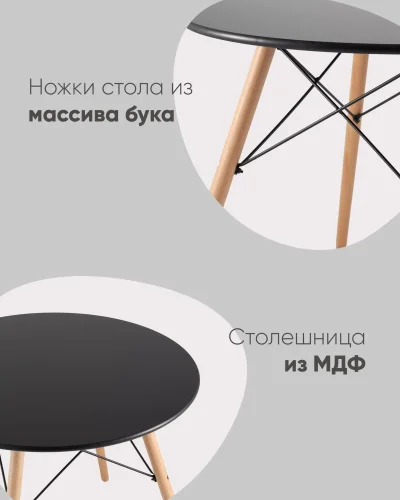 Стол круглый EAMES DSW NEW D=80, черный УТ000039067 Stool Group столешница чёрная из мдф фото 4