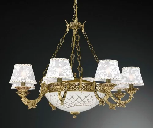 Люстра подвесная  L 7432/8+3 Reccagni Angelo белая на 11 ламп, основание античное бронза в стиле классический 