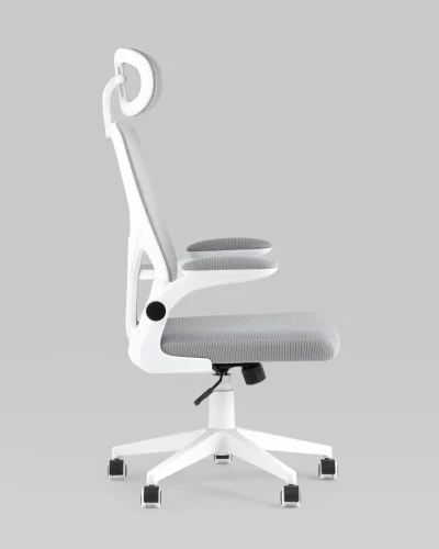Кресло офисное TopChairs Airone, белый УТ000036681 Stool Group, серый/сетка текстиль, ножки/металл/белый, размеры - ***** фото 3