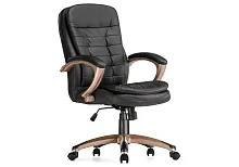 Компьютерное кресло Palamos черное 1730 Woodville, чёрный/искусственная кожа, ножки/металл/коричневый, размеры - *1140***630*