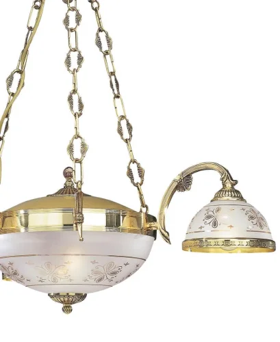 Люстра подвесная  L 6102/3+2 Reccagni Angelo белая прозрачная на 5 ламп, основание золотое в стиле классический  фото 2