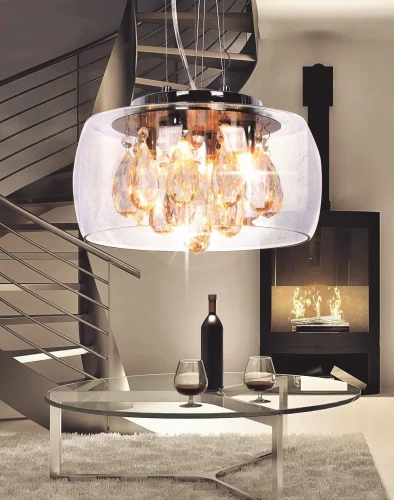 Светильник подвесной Tosso LDP 8066-300 PR Lumina Deco прозрачный на 4 лампы, основание прозрачное в стиле современный фото 2