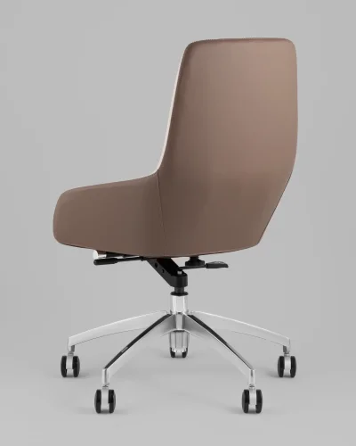 Кресло офисное TopChairs Soulo, бежевый, коричневый УТ000039419 Stool Group, бежевый/экокожа, ножки/металл/хром, размеры - *1005**** фото 5