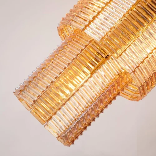 Люстра подвесная Prestige 2973-12P Favourite янтарная на 12 ламп, основание золотое в стиле современный каскад фото 4