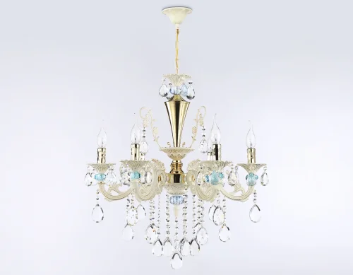 Люстра подвесная TR4923 Ambrella light без плафона на 6 ламп, основание белое золотое в стиле классический  фото 6