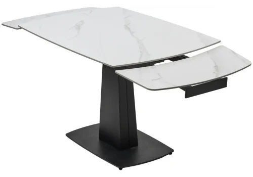 Керамический стол Balde 140 matt white marble solid ceramic / black 593885 Woodville столешница белая из керамика фото 3
