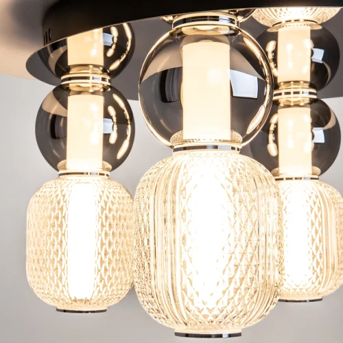 Люстра потолочная LED Drop MOD273CL-L60CH3K Maytoni прозрачная янтарная на 1 лампу, основание хром в стиле арт-деко современный фото 4
