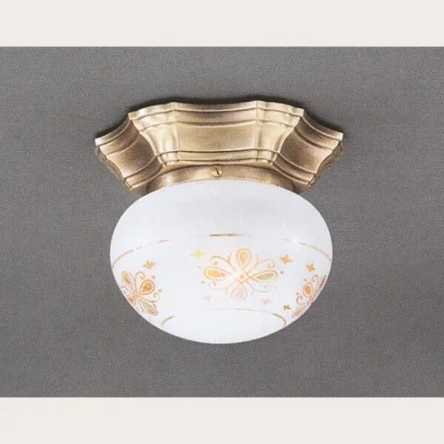 Светильник потолочный PL 7735/1 Reccagni Angelo прозрачный белый 1 лампа, основание античное бронза в стиле классический 