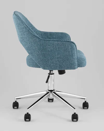 Кресло офисное Кларк, рогожка, синий УТ000039441 Stool Group, синий/рогожка, ножки/металл/хром, размеры - *880***540*590 фото 3