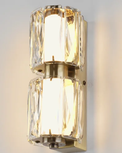 Бра LED Prismique V11711-WL Moderli прозрачный на 1 лампу, основание латунь в стиле современный фото 5