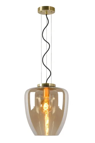 Светильник подвесной Florien 30473/28/62 Lucide янтарный 1 лампа, основание золотое в стиле современный выдувное
