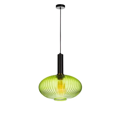 Светильник подвесной Iris 2072-C+BL LOFT IT зелёный 1 лампа, основание чёрное в стиле лофт выдувное