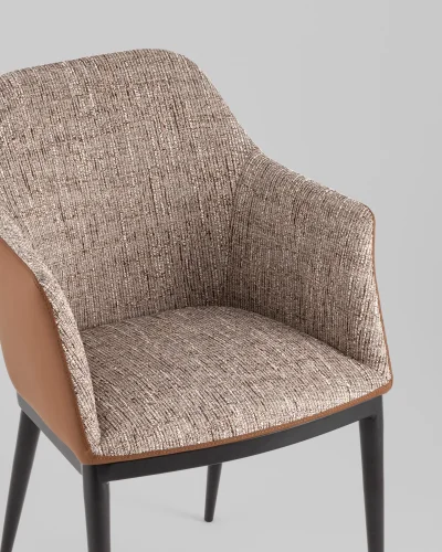 Стул обеденный Itan NC, коричневый с коричневой экокожей УТ000040693 Stool Group, коричневый/рогожка, ножки/металл/чёрный, размеры - ****590*555 фото 7