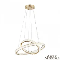 Люстра подвесная LED с пультом AM-Venezia 311311/D600-D400 GD Arte Milano прозрачная на 1 лампу, основание золотое в стиле современный кольца с пультом