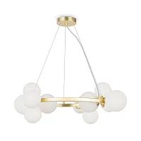 Люстра подвесная Dallas MOD545PL-11BS Maytoni белая на 11 ламп, основание золотое в стиле современный шар Люстра подвесная Dallas MOD545PL-11BS Maytoni белая на 11 ламп, основание золотое в стиле современный шар