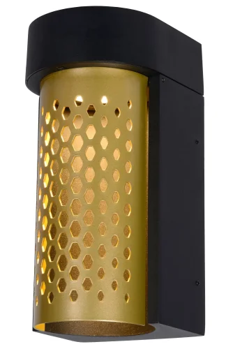 Настенный светильник LED Kiran 45800/10/02 Lucide уличный IP65 чёрный 1 лампа, плафон матовый золото латунь в стиле современный LED