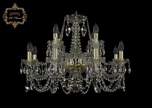 Люстра подвесная хрустальная 11.11.8+4.240.Gd.Sp Bohemia Art Classic прозрачная на 12 ламп, основание золотое в стиле классический 