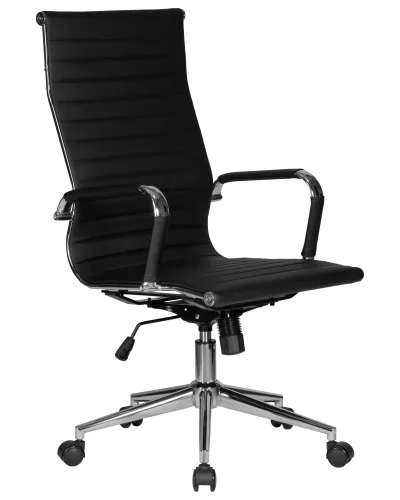 Офисное кресло для руководителей  101B-LMR CLARK SIMPLE, цвет чёрный Dobrin, чёрный/экокожа, ножки/металл/хром, размеры - 1090*1150***680*680 фото 2