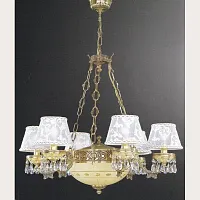 Люстра подвесная  L 7133/6+2 Reccagni Angelo бежевая белая на 8 ламп, основание золотое в стиле классический 