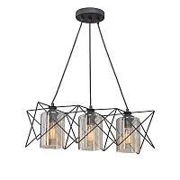 Светильник подвесной V4721-1/3S Vitaluce янтарный на 3 лампы, основание чёрное в стиле арт-деко Светильник подвесной V4721-1/3S Vitaluce янтарный на 3 лампы, основание чёрное в стиле арт-деко