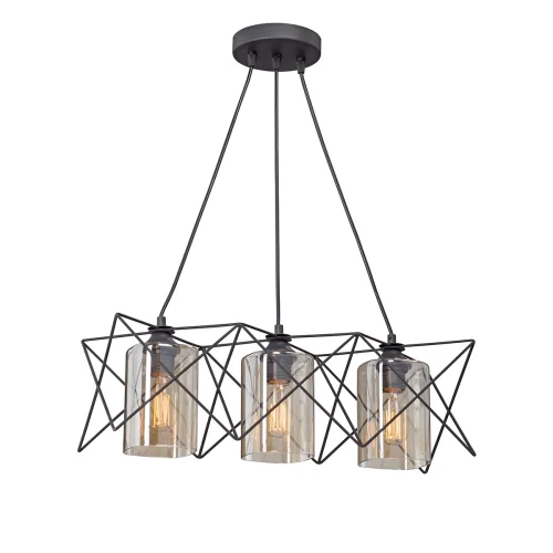 Светильник подвесной V4721-1/3S Vitaluce янтарный на 3 лампы, основание чёрное в стиле арт-деко 