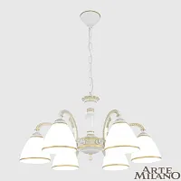 Люстра подвесная AM340837 340837/6 WT+G Arte Milano белая на 6 ламп, основание белое в стиле классический 
