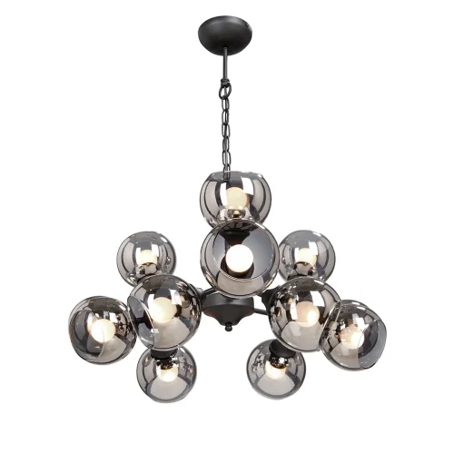 Люстра подвесная V4484-1/12 Vitaluce чёрная серая на 12 ламп, основание чёрное в стиле хай-тек шар фото 3