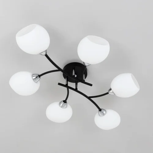 Люстра потолочная Флорида CL148165 Citilux белая на 6 ламп, основание чёрное в стиле современный  фото 8