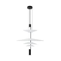 Светильник подвесной LED Botticelli 1096/06 SP-21 Divinare белый на 1 лампу, основание чёрное в стиле арт-деко современный отражённый свет