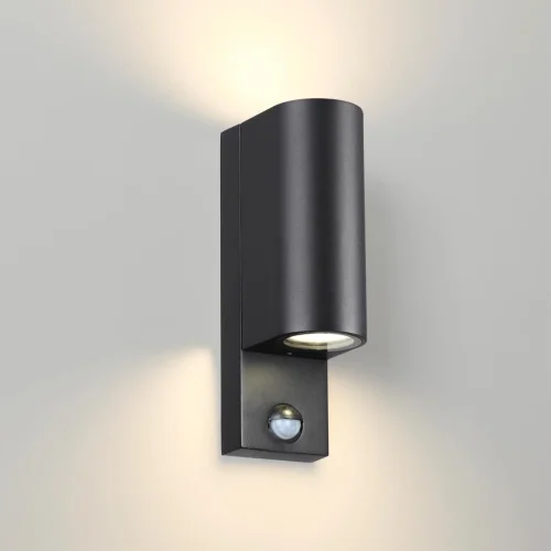 Настенный светильник уличный с датчиком движения Motto 4390/2W Odeon Light уличный IP44 чёрный на 1 лампу, плафон чёрный в стиле хай-тек GU10 фото 4