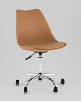 Стул BLOK SN, пластиковый коричневый УТ000039790 Stool Group, коричневый/экокожа пластик, ножки/металл/хром, размеры - 830*950***485*545