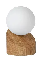 Настольная лампа LEN 45561/01/72 Lucide белая 1 лампа, основание бежевое коричневое металл в стиле современный 