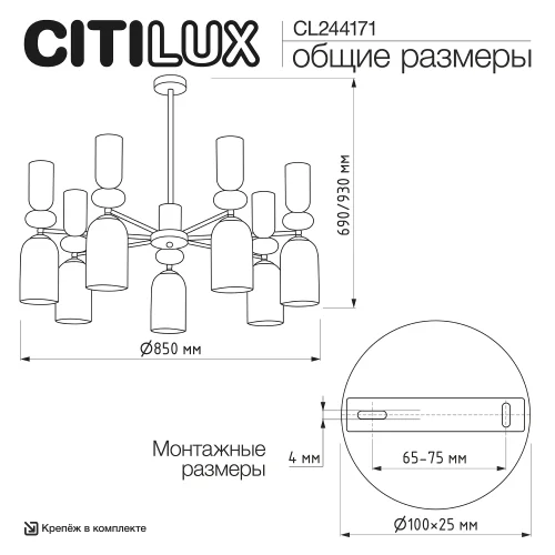 Люстра на штанге Tendy CL244171 Citilux прозрачная разноцветная на 7 ламп, основание латунь в стиле классический современный фото 5