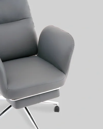 Кресло руководителя TopChairs Solid с оттоманкой, серый УТ000040807 Stool Group, серый/экокожа, ножки/металл/хром, размеры - 1200*1280**** фото 12