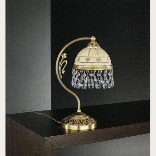 Настольная лампа P 7003 P Reccagni Angelo бежевая 1 лампа, основание античное бронза латунь металл в стиле классический 
