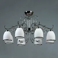 Люстра потолочная MA02640C/008 Chrome Ambiente by Brizzi белая на 8 ламп, основание хром в стиле современный 