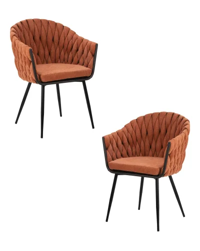 Стул обеденный набор 2 шт. SET-2 9691-LM MATILDA, цвет сиденья оранжевый (LAR-275-27), цвет основания черный Dobrin, /текстиль, ножки/металл/чёрный, размеры - *860***620*560 Стул обеденный набор 2 шт. SET-2 9691-LM MATILDA, цвет сиденья оранжевый (LAR-275-27), цвет основания черный Dobrin, /текстиль, ножки/металл/чёрный, размеры - *860***620*560