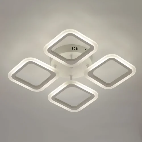 Люстра потолочная LED с пультом Мадлен 424012804 DeMarkt белая на 1 лампа, основание белое в стиле хай-тек с пультом квадраты фото 2