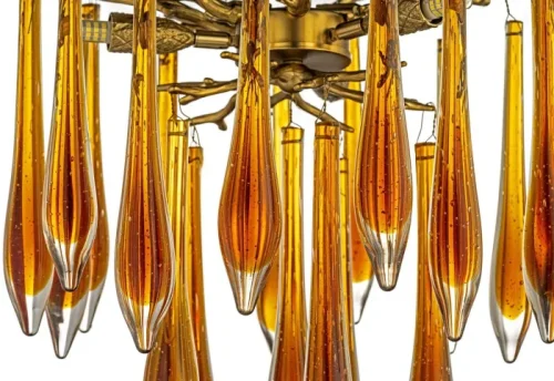 Светильник подвесной Tavenna H 1.5.32.158 A Dio D'Arte янтарный на 3 лампы, основание бронзовое в стиле классический современный флористика капли фото 2 Светильник подвесной Tavenna H 1.5.32.158 A Dio D'Arte янтарный на 3 лампы, основание бронзовое в стиле классический современный флористика капли фото 2