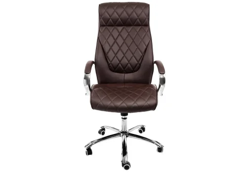 Компьютерное кресло Monte темно-коричневое 1865 Woodville, коричневый/искусственная кожа, ножки/металл/хром, размеры - ****670*750 фото 2