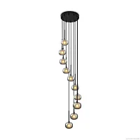 Светильник подвесной Shimmer FR5435PL-10B Freya чёрный серый 10 ламп, основание чёрное в стиле современный каскад