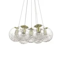Светильник подвесной MAPA SAT SP7 OTTONE Ideal Lux прозрачный на 7 ламп, основание латунь в стиле современный шар